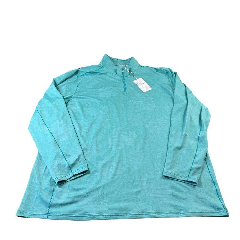 Tommy Bahama Teal Half Zip Embossed Performance Half Zip Pullover Size 3XLT NWT